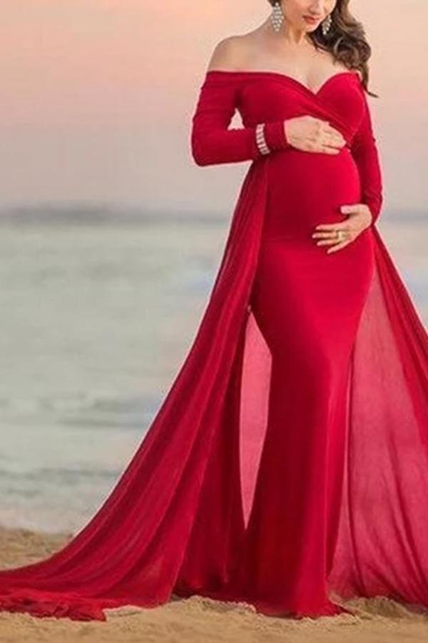 Designarche Lycra Red Tube Maternity Dress main image 0