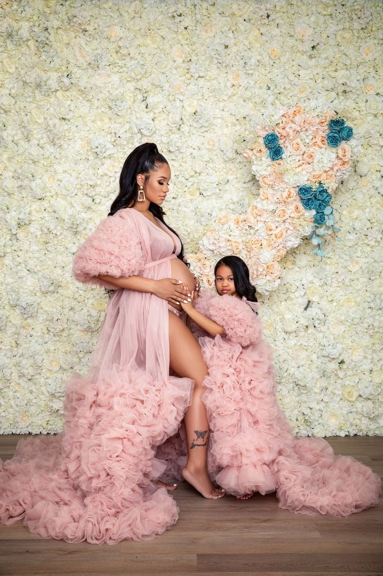 Designarche Sheer baby pink net mother daughter maternity duo main image 0
