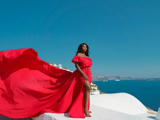 Fiery Red plus size Prewedding or proposal photoshoot Designarche Dress
