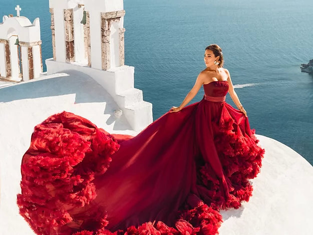 Red Cloud Dress Prewedding or proposal photoshoot Designarche Dress