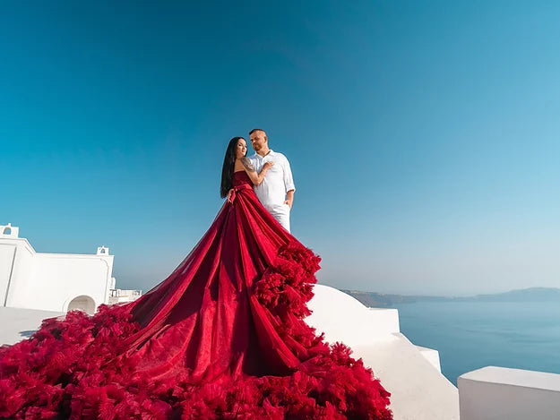 Red Cloud Dress Prewedding or proposal photoshoot Designarche Dress