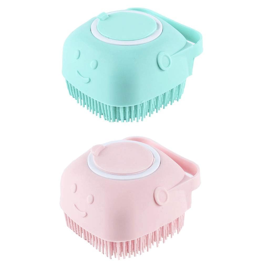 Siliconne masaage Bath Brush, Body Scrubber with Soap Dispenser Brush, Silicone Exfoliating Brushes, Soft Body Exfoliator, Bath Loofah for Babies, Kids, Women, Men and Pets (Multicolor) - Pack of 1