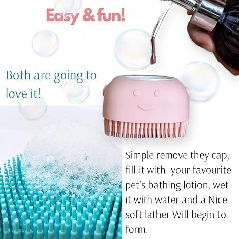 Siliconne masaage Bath Brush, Body Scrubber with Soap Dispenser Brush, Silicone Exfoliating Brushes, Soft Body Exfoliator, Bath Loofah for Babies, Kids, Women, Men and Pets (Multicolor) - Pack of 1