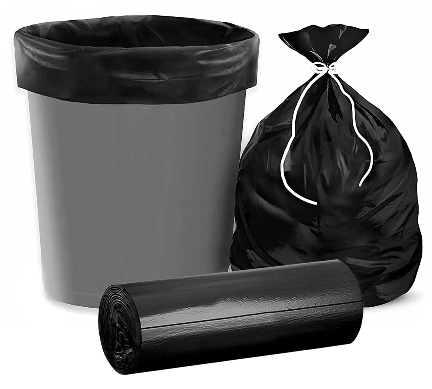 BUNSAK Garbage Bags- 48X54 Cm (6 Rolls, 180 Bags, Medium, Black, Plastic, 1 Count)