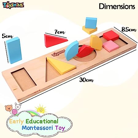 designarche 10 Pcs Wooden Educational Shape Color Puzzle Geometric Recognition Board Toys for 2 3 4 5 6 Year Old Boys Girls