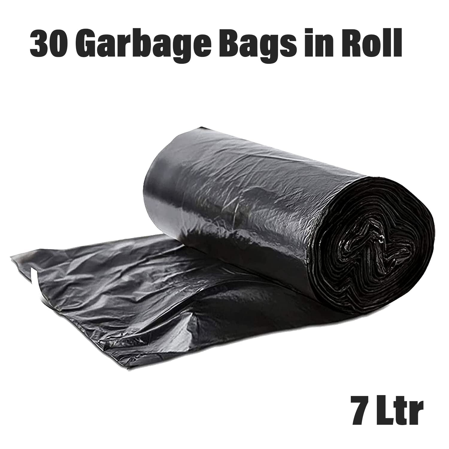 BUNSAK Garbage Bags- 48X54 Cm (6 Rolls, 180 Bags, Medium, Black, Plastic, 1 Count)