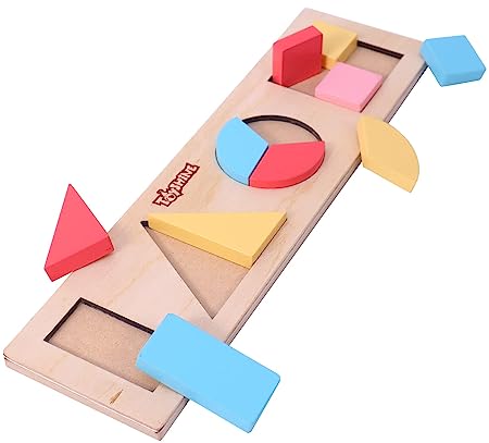designarche 10 Pcs Wooden Educational Shape Color Puzzle Geometric Recognition Board Toys for 2 3 4 5 6 Year Old Boys Girls
