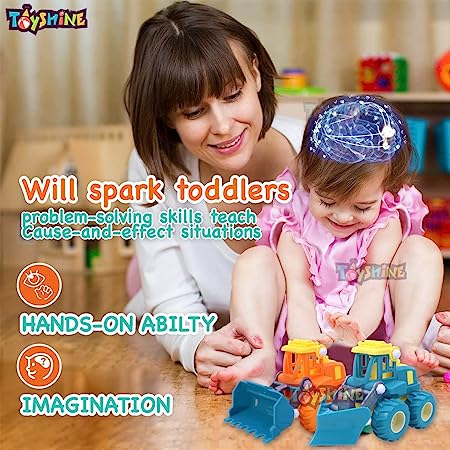 designarche Pack of 3 Realistic Truck Construction Miniature Toy Road with Moving Parts Actions, Friction Powered - F