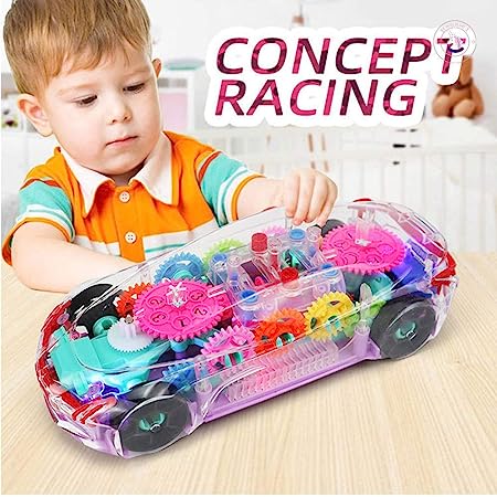 designarche Musical and 3D Lights Kids Transparent Car, Toy for 2 to 5 Year Kids Baby Toy, Multicolor