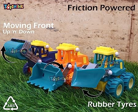 designarche Pack of 3 Realistic Truck Construction Miniature Toy Road with Moving Parts Actions, Friction Powered - F