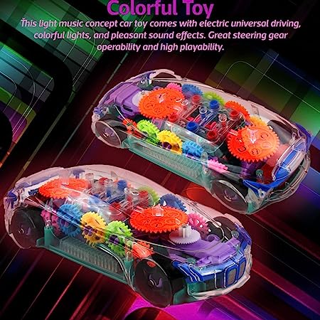 designarche Musical and 3D Lights Kids Transparent Car, Toy for 2 to 5 Year Kids Baby Toy, Multicolor