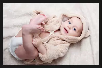 Cute Baby Poster with Frame Gloss Laminated 14X20 Inch without Glass M24 Paper Print  (14 inch X 20 inch, Framed)