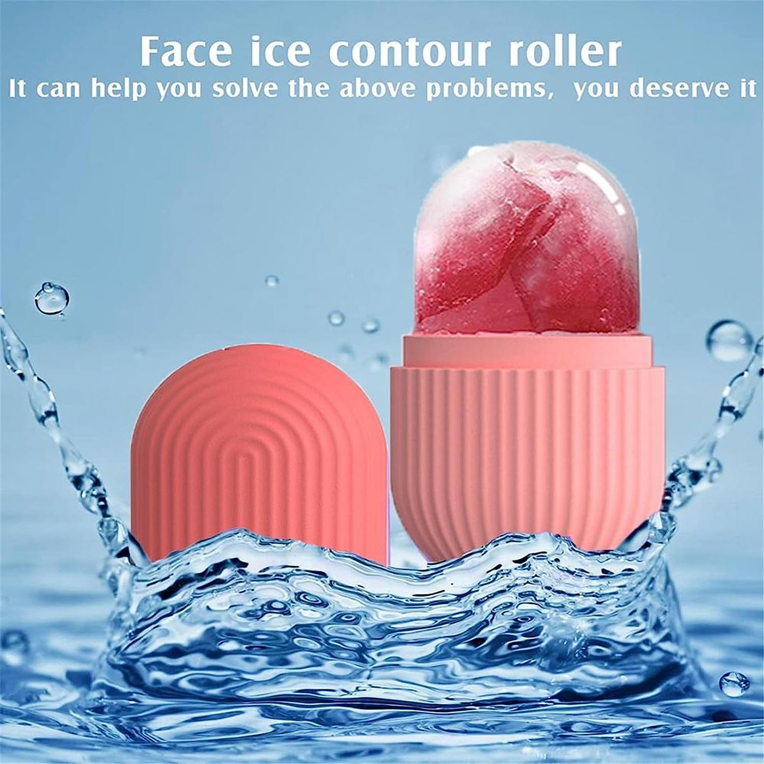 Designarche Ice Roller Massager for Face( PACK OF 2) , Eyes, and Neck - Natural Skin Care, De-Puff Eyes, Reduce Migraine Pain - Reusable Silicone Ice Mold (Multi-Color)