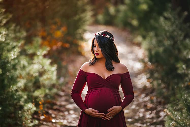 Designarche Burgundy Color Maternity Gown & Bateau Neck With Decent Sleeves