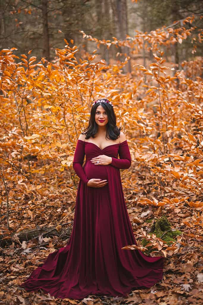 Designarche Burgundy Color Maternity Gown & Bateau Neck With Decent Sleeves