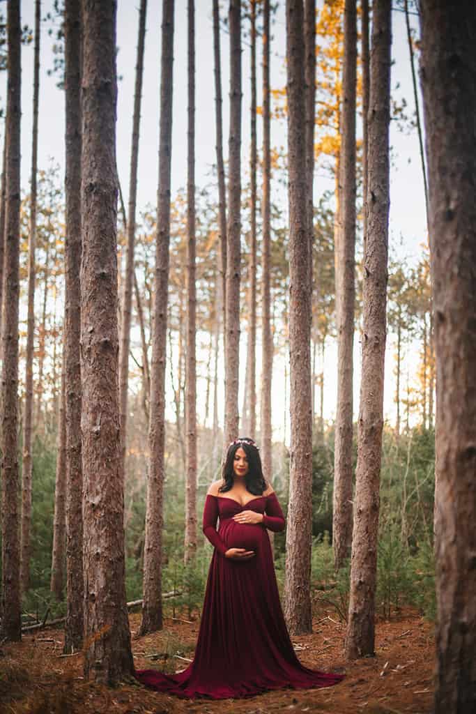 Designarche Burgundy Color Maternity Gown & Bateau Neck With Decent Sleeves