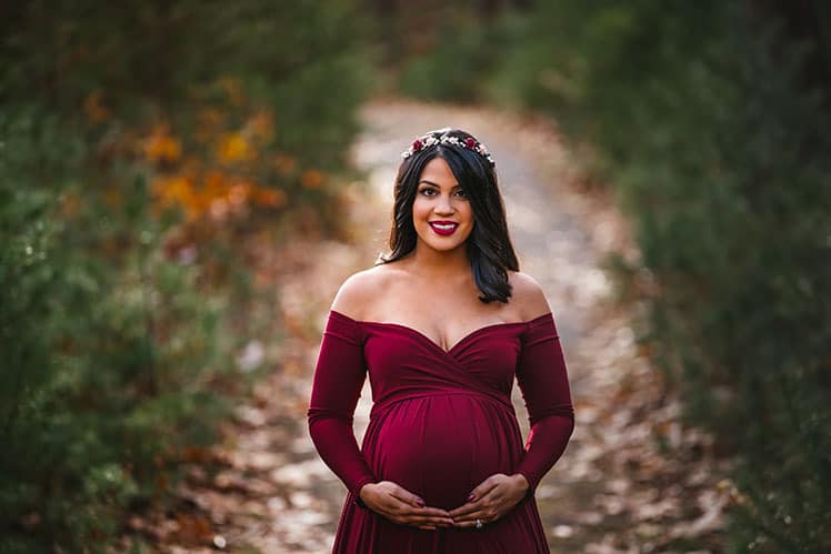 Designarche Burgundy Color Maternity Gown & Bateau Neck With Decent Sleeves