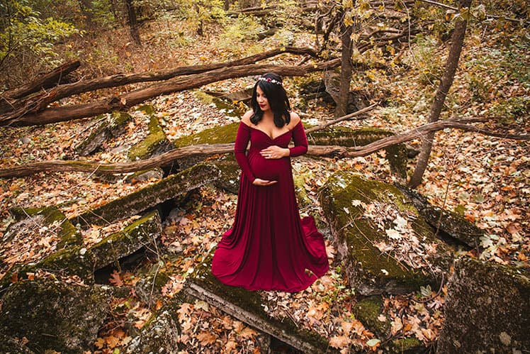 Designarche Burgundy Color Maternity Gown & Bateau Neck With Decent Sleeves