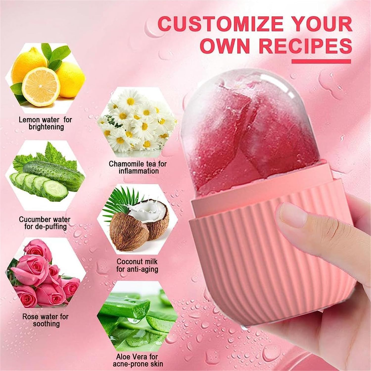 Ice Face Roller Silicone Facial Cube for Eyes Neck Massage Remove Dark Circle Pore Shrink Face Beauty Skin Care Ice Mould Kitchen Tools