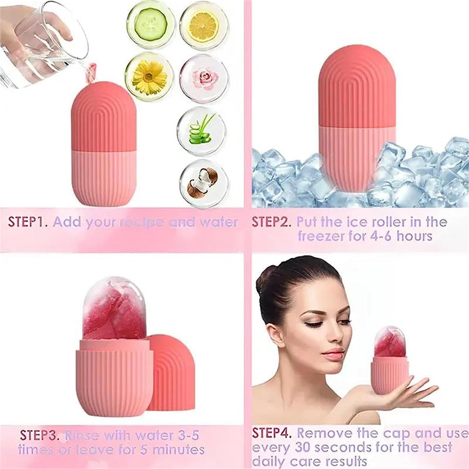 Ice Face Roller Silicone Facial Cube for Eyes Neck Massage Remove Dark Circle Pore Shrink Face Beauty Skin Care Ice Mould Kitchen Tools