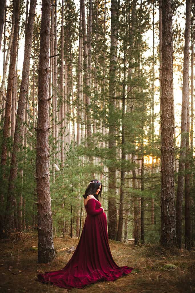 Designarche Burgundy Color Maternity Gown & Bateau Neck With Decent Sleeves