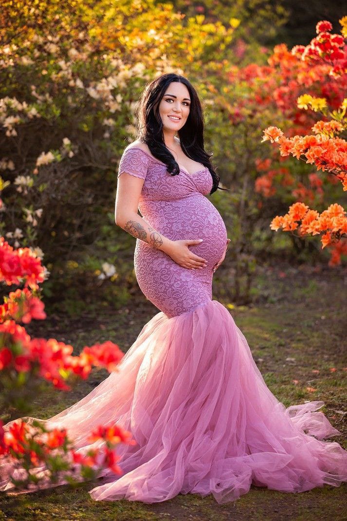 Designarche Pink Maternity Wear Long Gown
