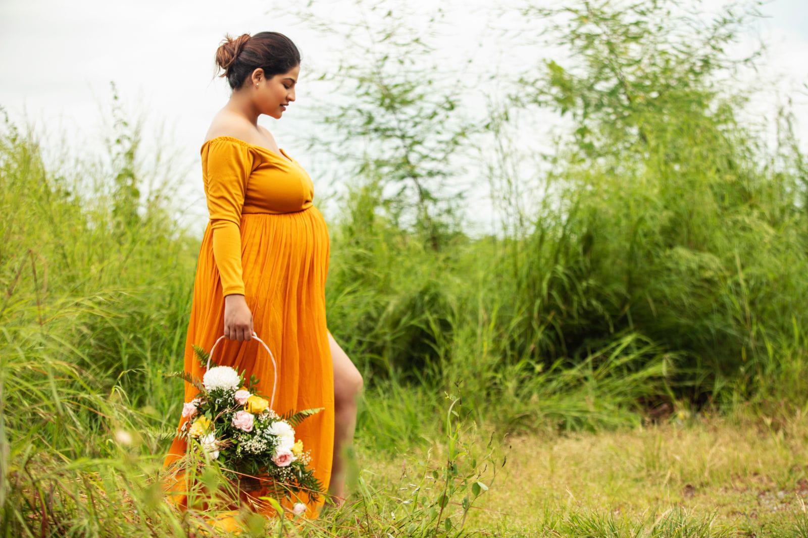 Rent A Beautiful Maternity Mango Yellow Side Slit Ruffle Dress With Decent Sleeves