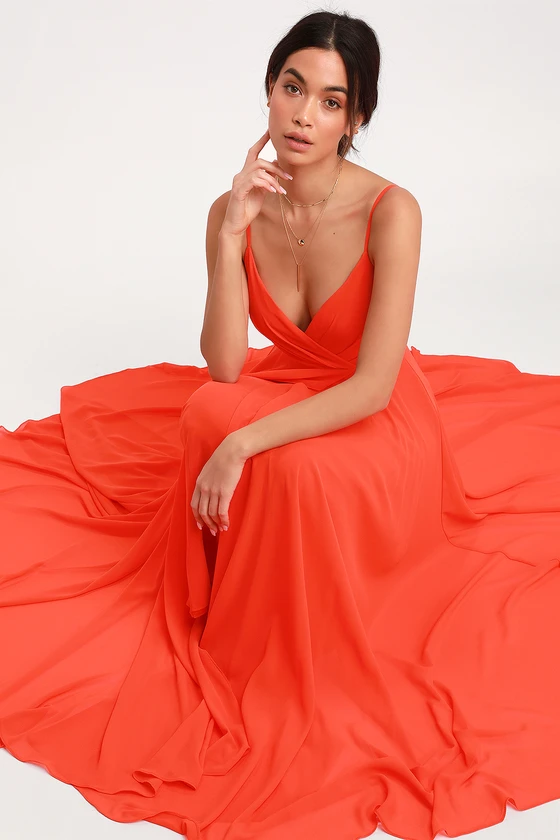 All About Love Coral Red Maxi Dress
