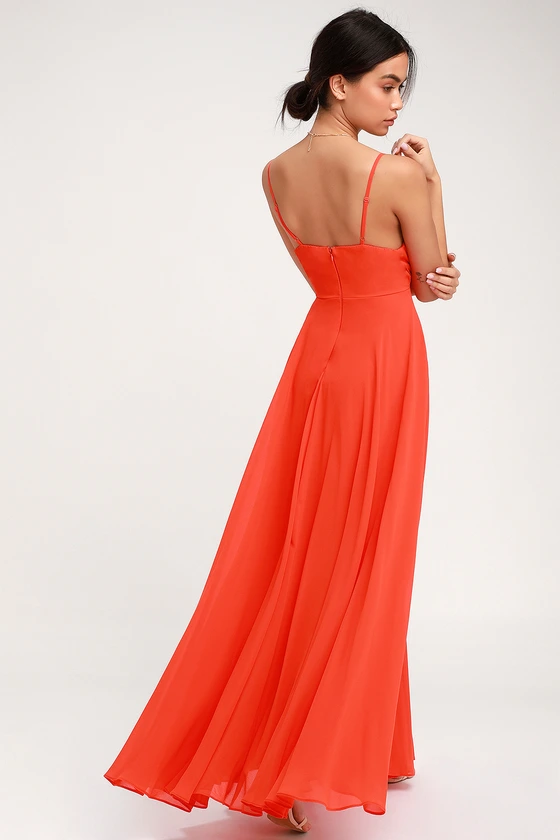 All About Love Coral Red Maxi Dress