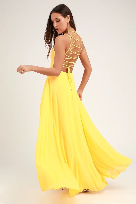 Strappy to be Here Yellow Maxi Dress