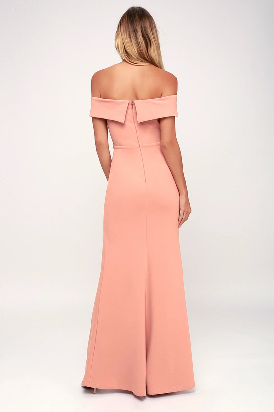 Aveline Mauve Pink Off-the-Shoulder Maxi Dress