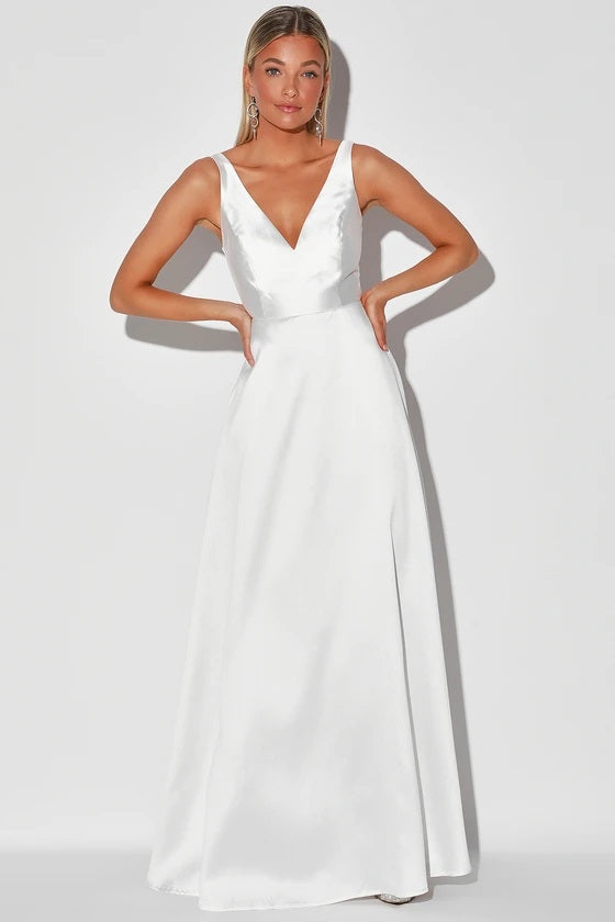 Romantically Inclined White Backless Maxi Dress