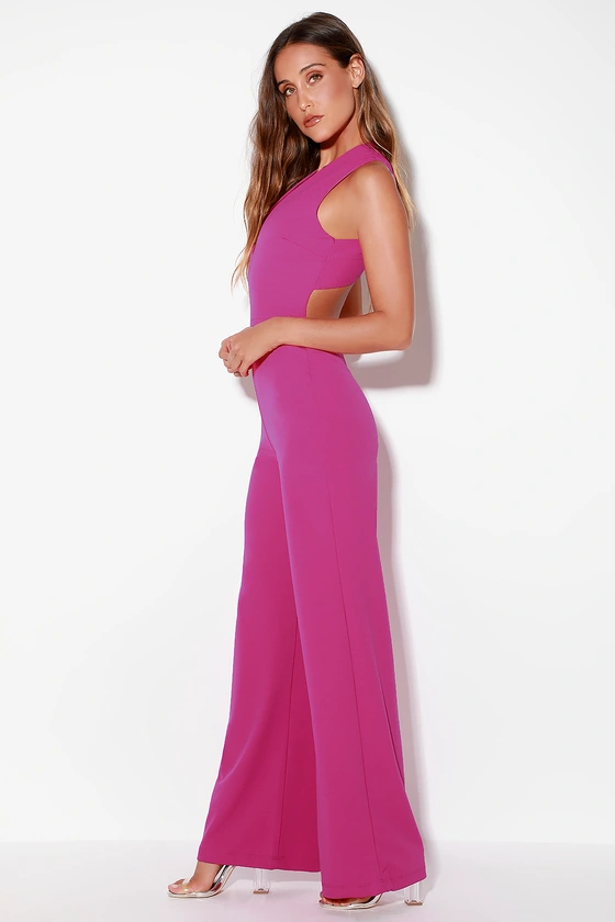 Thinking Out Loud Magenta Backless Jumpsuit