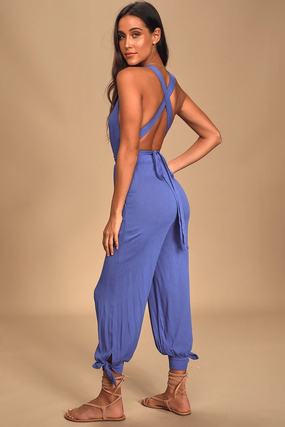 Sleeveless Jumpsuit Periwinkle Blue Jumpsuit Vince Camuto Cowl