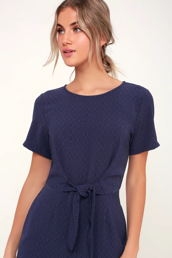 Main Thing Navy Blue Tie-Front Short Sleeve Culotte Jumpsuit