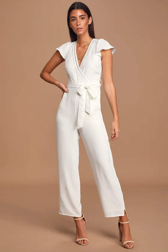 One in a Million White Short Sleeve Jumpsuit