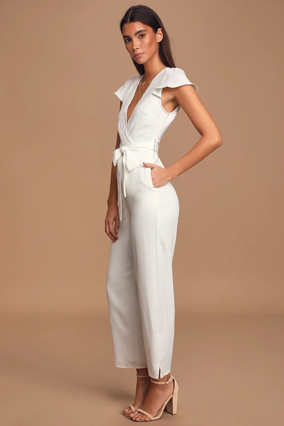 One in a Million White Short Sleeve Jumpsuit