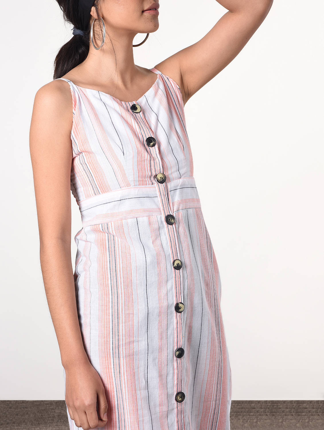 Button up solid A-line dress