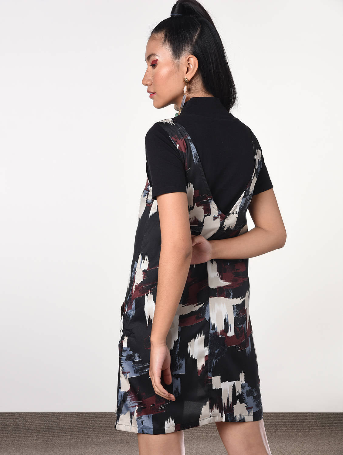 Pocket detail abstract A-line dress
