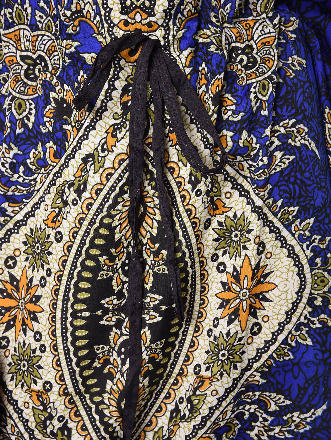 Drawstring waist scarf print kaftan dress