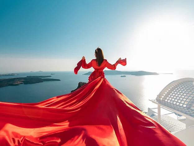 Cheeky Red Long Sleeve Dress Prewedding or proposal photoshoot Designarche Dress
