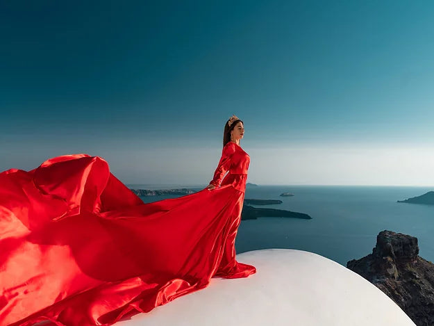 Cheeky Red Long Sleeve Dress Prewedding or proposal photoshoot Designarche Dress