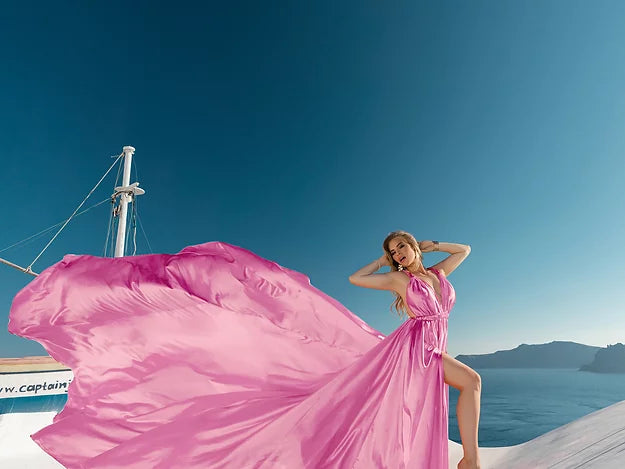 Cute Pink Satin Dress Prewedding or proposal photoshoot Designarche Dress