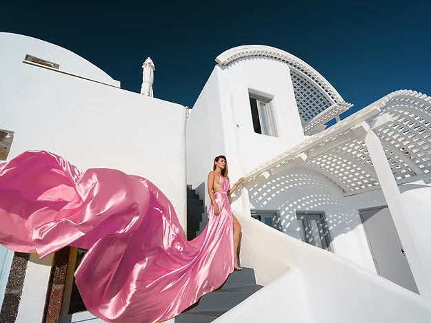 Cute Pink Satin Dress Prewedding or proposal photoshoot Designarche Dress