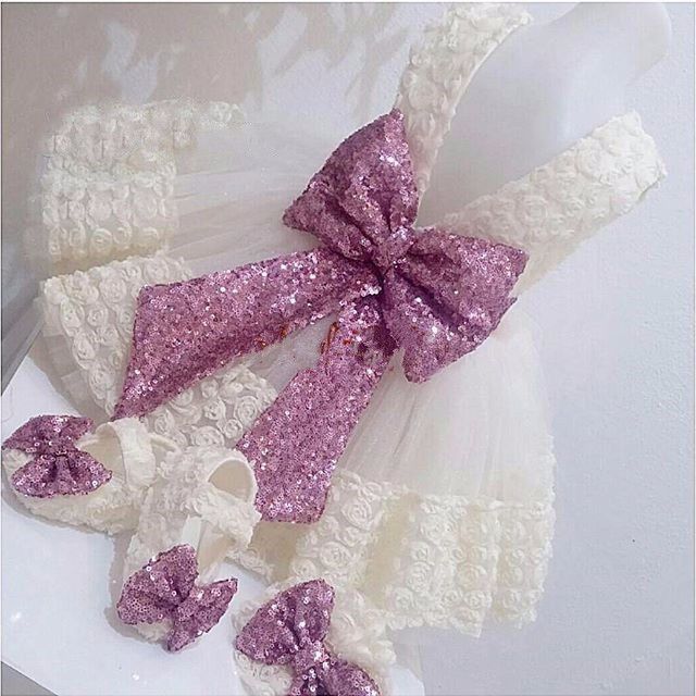 White net purple bow princess dress