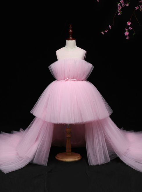 Baby pink net princess tube dress