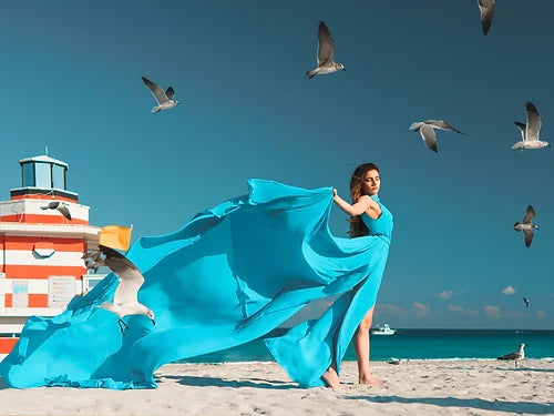 Lilly Blue Satin Prewedding Designarche Photoshoot or Proposal dress