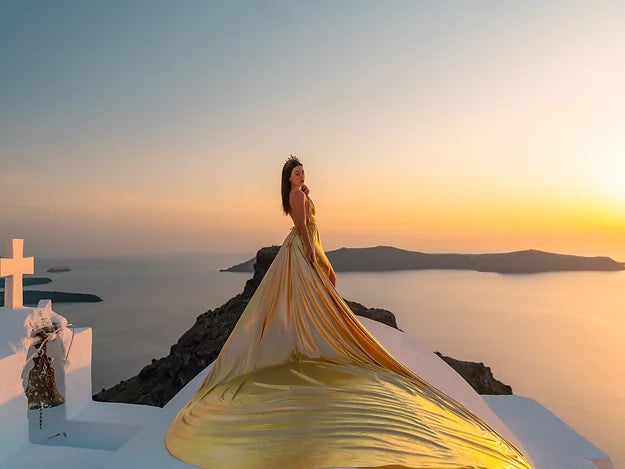Liquid golden Prewedding or proposal photoshoot Designarche Dress