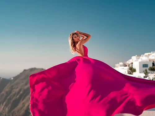 Pretty Pink Flying georgette Prewedding Designarche Photoshoot or Proposal dress
