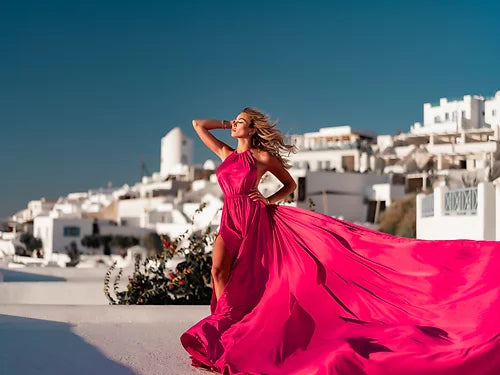 Pretty Pink Flying georgette Prewedding Designarche Photoshoot or Proposal dress